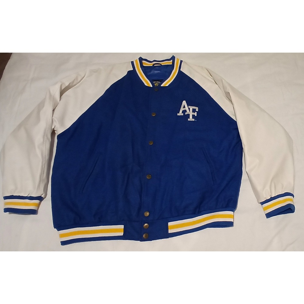 Steve Barrys Vintage‎ Air Force Falcons Varsity Jacket XL Blue White Yellow EUC
